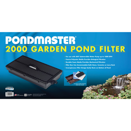 PONDMASTER PM2000 Fltr use w/pumps up to 2000GPH, remvble fltr media 02200